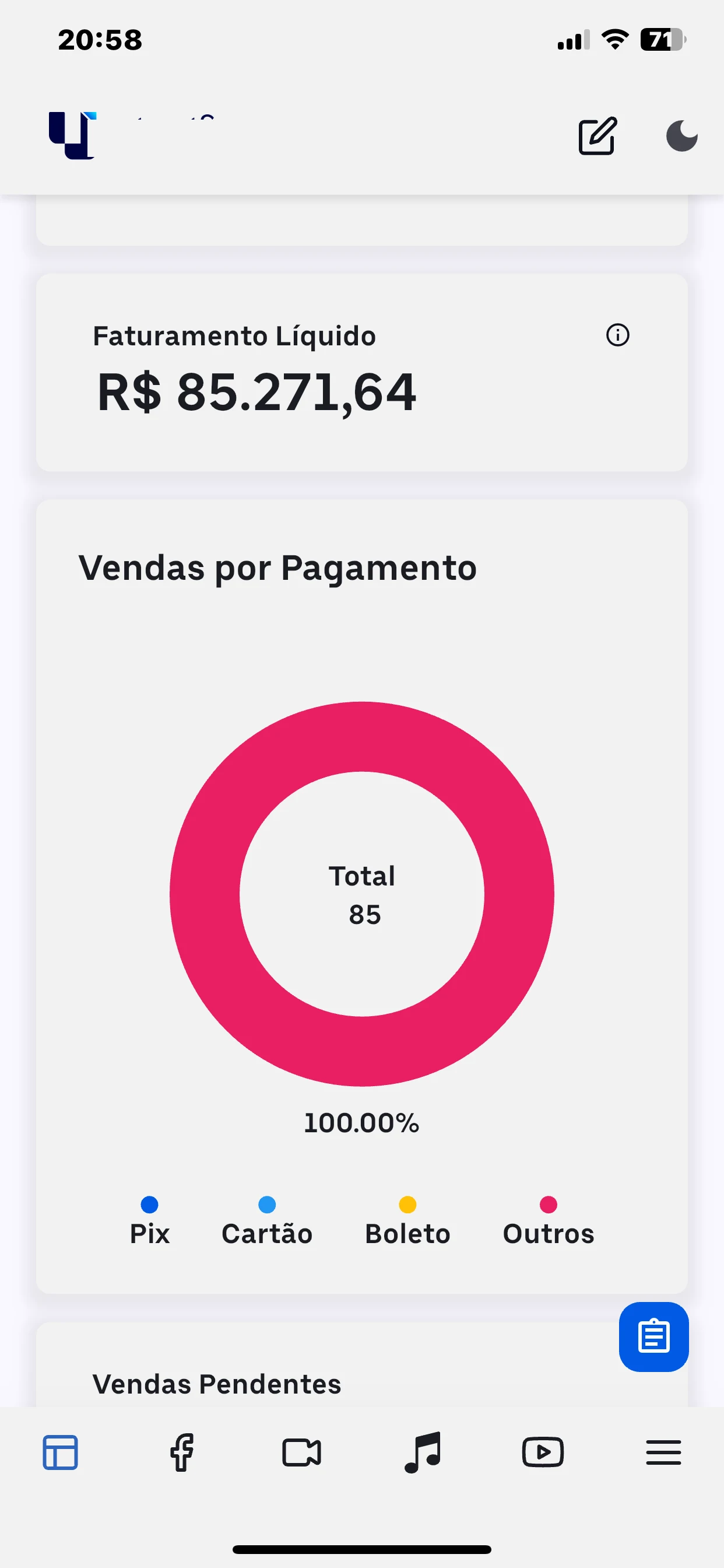 UTMify — R$ 85.271 faturamento